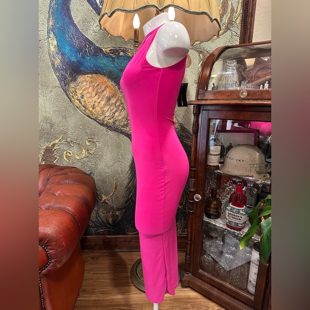 NWT  FASHION NOVA First And Last Midi Dress - Neon Fuchsia - Picture 7 of 9